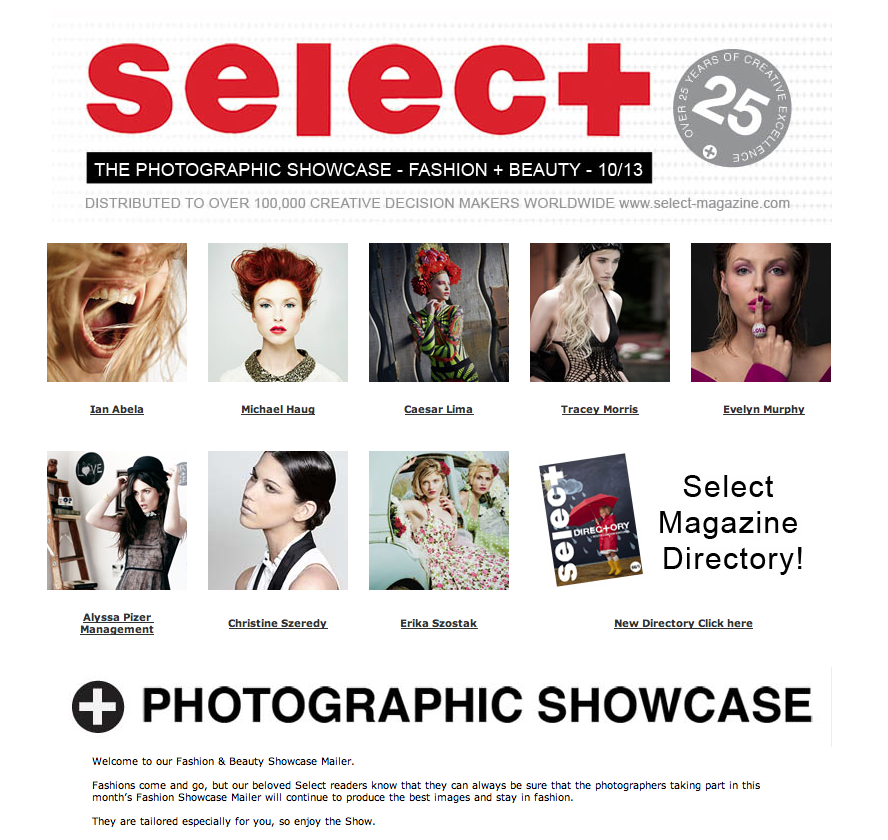 Alyssa Pizer Management in Select: Photographic Showcase- Fashion + Beauty 10/13